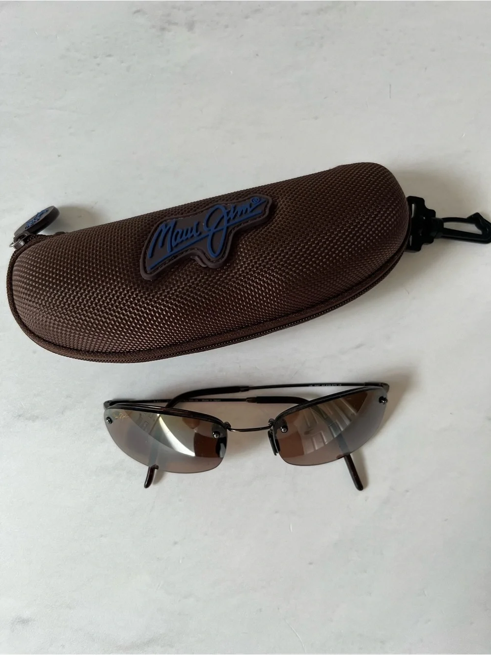 Vintage Maui Jim Hula Brown Minimalist Rimless Frame Sunglasses